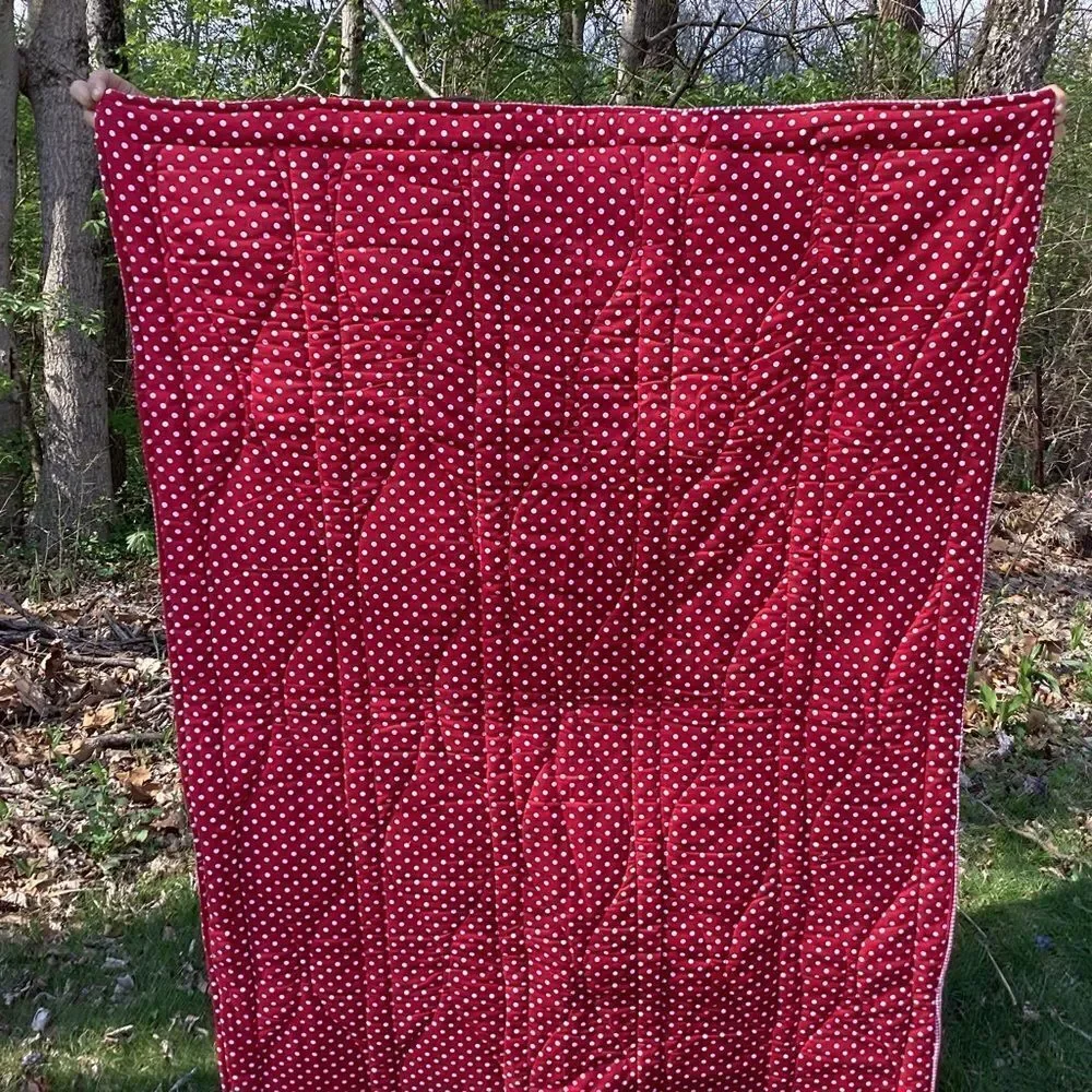 NWT Hand Crafted “Red Coins” Quilt